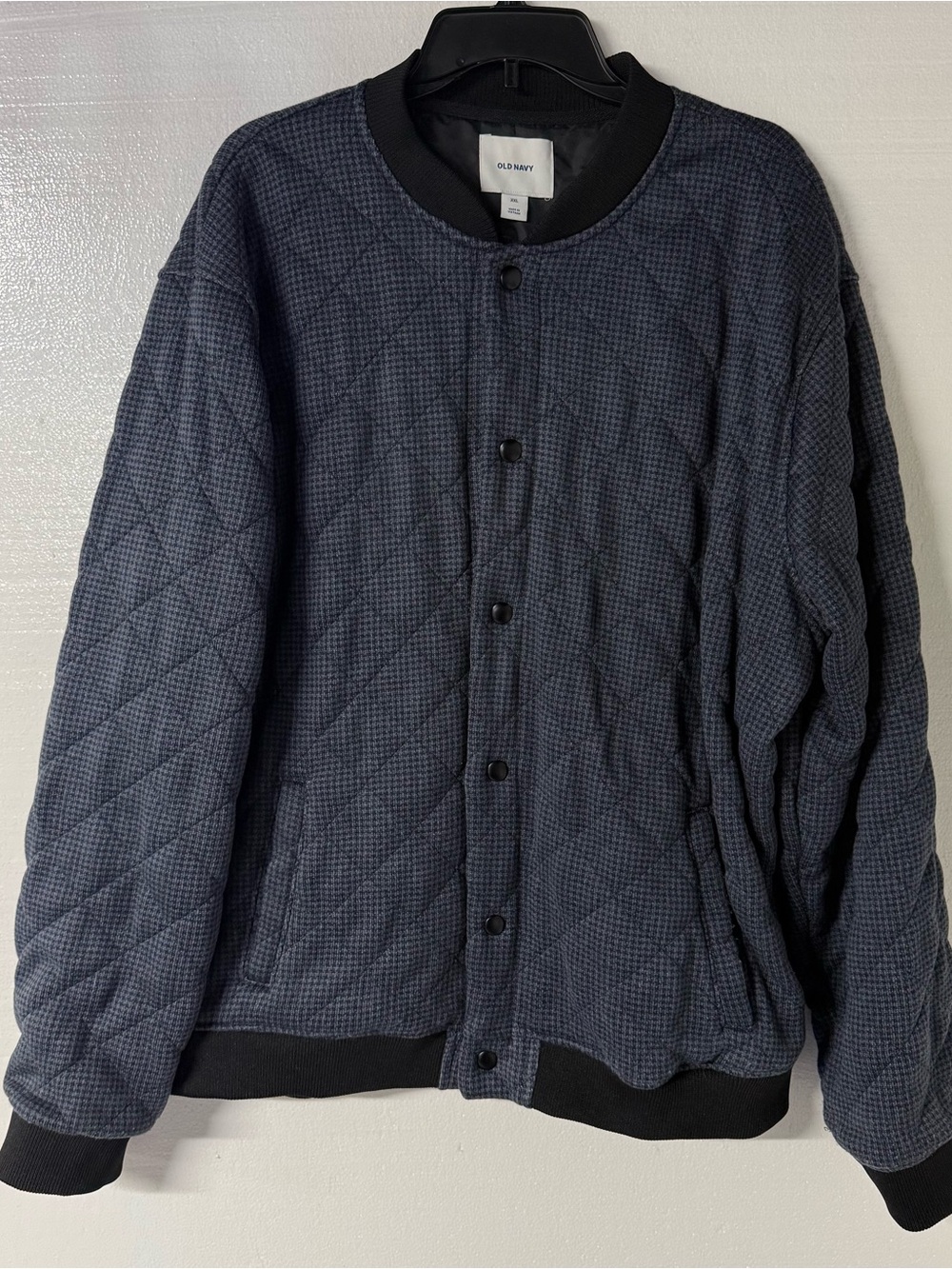 Old Navy Quilted Bomber Jacket Women XXL Navy Snap Button Winter Fall Pockets